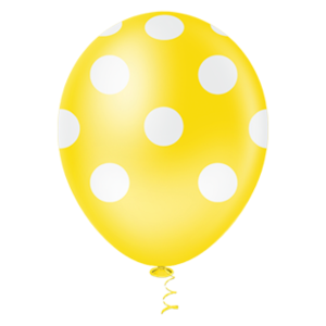 Balão de Festa Látex 10 Decorado Bolinha Amarelo com Branco – 25 Unidades - Balões Pic Pic - Kin Festas