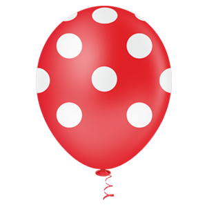 Balão de Festa Látex 10 Decorado  Vermelho com Bolinha Branco – 25 Unidades - Balões Pic Pic