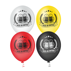 Balão de Festa Látex 10 Decorado Boteco – 25 Unidades - Balões Pic Pic - Kin Festas