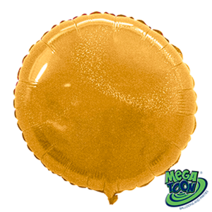 Balão Metalizado Redondo Hologlitter Ouro 18” – Kin Festas