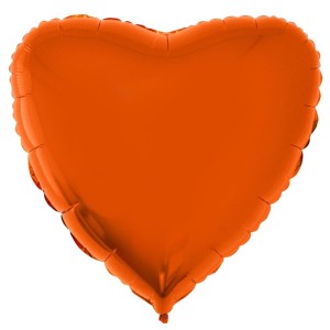 Balão Metalizado Coração Laranja 20” – Kin Festas
