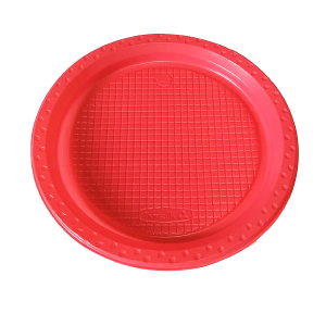PRATO DESCARTÁVEL RASO 15CM VERMELHO C/10 - PLATEX - KIN FESTAS