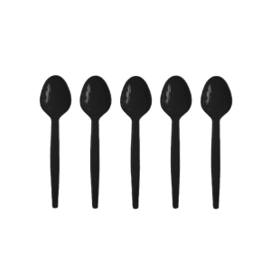 COLHER DESCARTÁVEL SOBREMESA PRETA C/50 - PLASTILANIA - KIN FESTAS