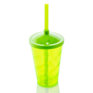 COPO TWISTER VERDE NEON 400ML C/TAMPA E CANUDO