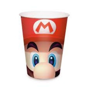 COPO PAPEL SUPER MARIO 240ML COM 8 UNIDADES.