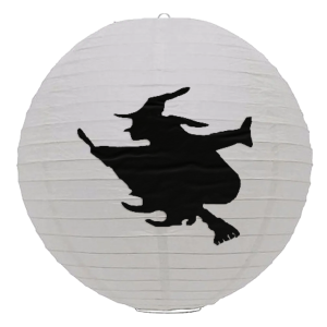 LANTERNA ORIENTAL BRUXA HALLOWEEN TECIDO 35CM - KIN FESTAS