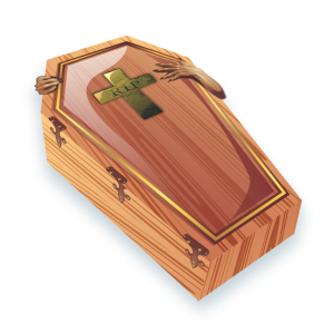 6 UNIDADES - ENFEITE CAIXÃO PARA MESA - 14CM X 8CM X 4CM - KIN FESTAS