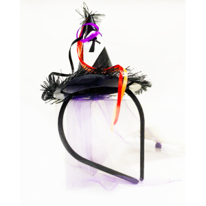 TIARA MINI CHAPÉU BRUXA HALLOWEEN 24CM X 10CM - KIN FESTAS