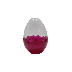 OVO DE ACRILICO CRISTAL - ROSA COM GLITTER